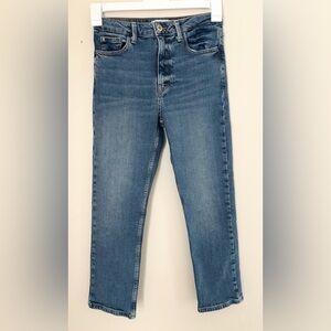Zara High Waisted Cropped Straight Jeans